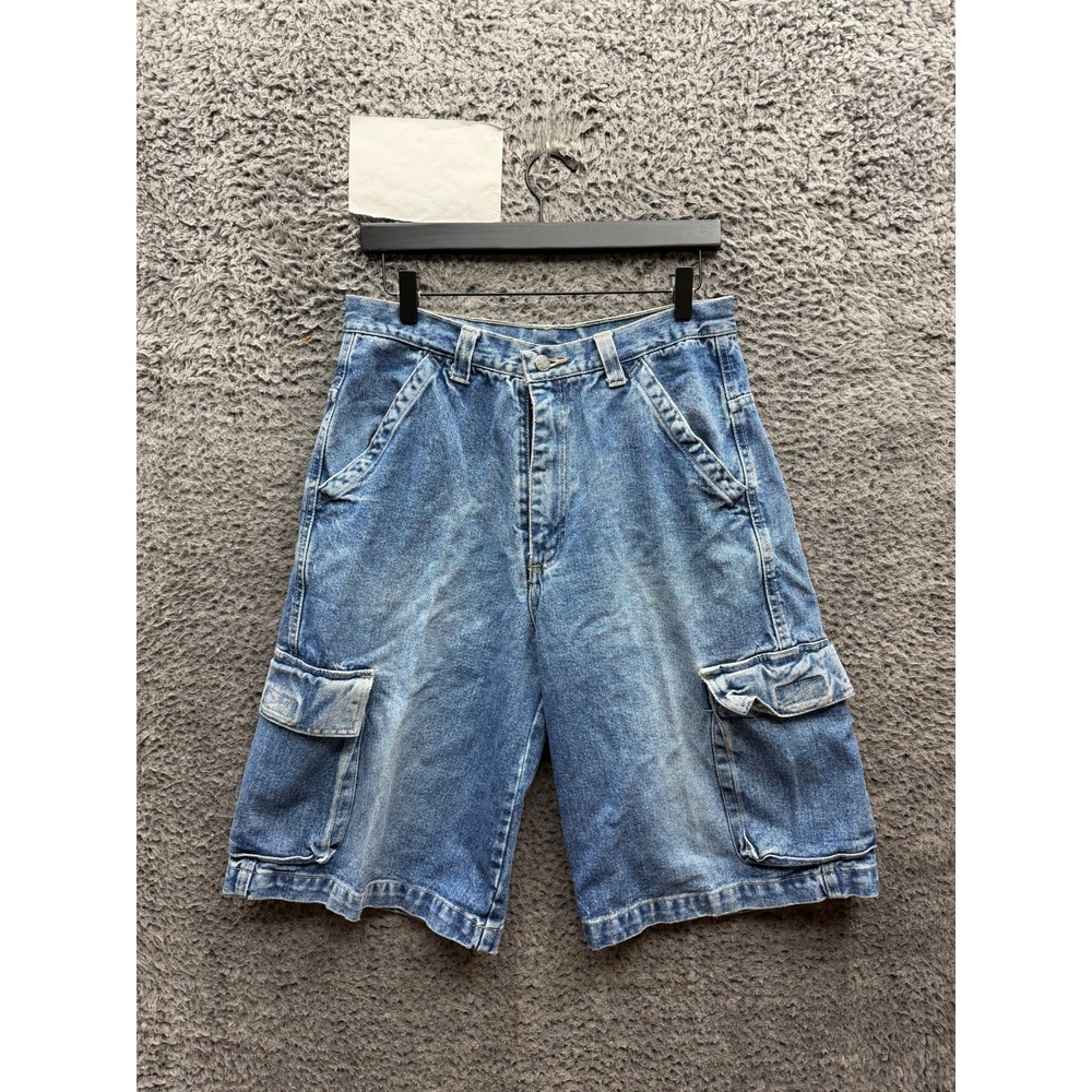Vintage Y2k Polo Jeans Co. Ralph Lauren Baggy Denim Cargo Shorts Blue Size 32